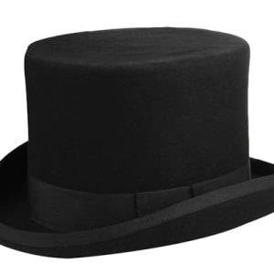 GEMVIE Men's 100% Wool Top Hat - Mad Hatter Satin Lined Black Low Top Hat for Formal Events | GEMVIE Men's 100% Wool Bl
