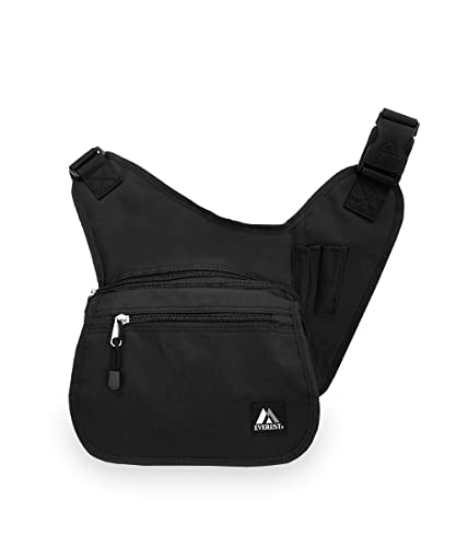 EVEREST Messenger Bag - Medium, Black | Premium Leather, ergonomic Pads, Multiple Pockets | Professional Men & Women |