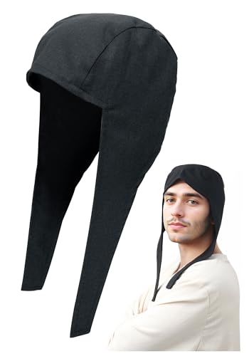 Medieval Coif Cap Linen Hats for Cosplay: Victorian Ear Flaps Acc | Victorian Coif Bonnet with Ear Flaps: Medieval Line