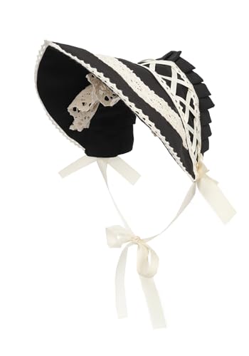 FURPHI Victorian Bonnet Colonial Hat with Lace for Women Sun Protection | FURPHI Colonial Hat with Lace Tea Party Costu