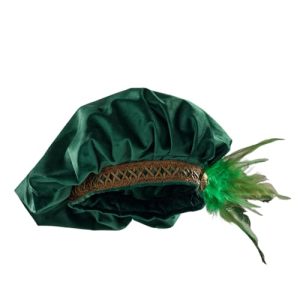 Willyacos Medieval Tudor Hat with Feather Velvet Renaissance Muffin Hat for Men at Renaissance Festivals and Events | W