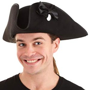 Elope Adult George Washing Costume Hat - Polyester Tricorn with Fastener, Satin Bow, Adjustable Size, One Size Fits Most