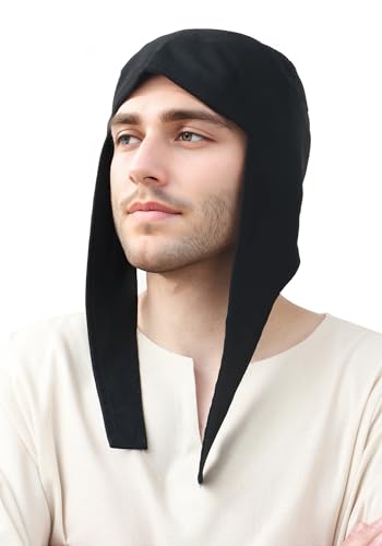 Medieval Coif Cap Linen Hats for Cosplay: Victorian Ear Flaps Acc | Victorian Coif Bonnet with Ear Flaps: Medieval Line