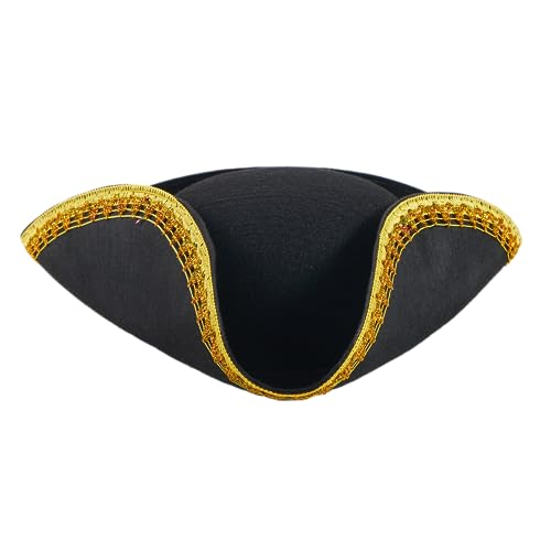 Spooktacular Creations Black Pirate Hat for Adults Halloween Costume Spooktacular Creations Colonial Tricorn Hat with Go