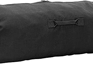 ArmyU Heavy Duty Cotton Canvas Side Zipper Duffle Bag for Men and Women | ArmyU Pin Design Black Heavy Duty Cotton Canv