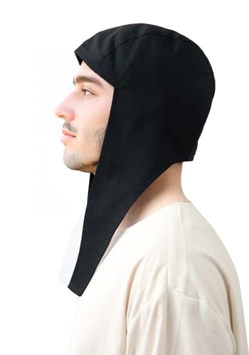Medieval Coif Cap Linen Hats for Cosplay: Victorian Ear Flaps Acc | Victorian Coif Bonnet with Ear Flaps: Medieval Line