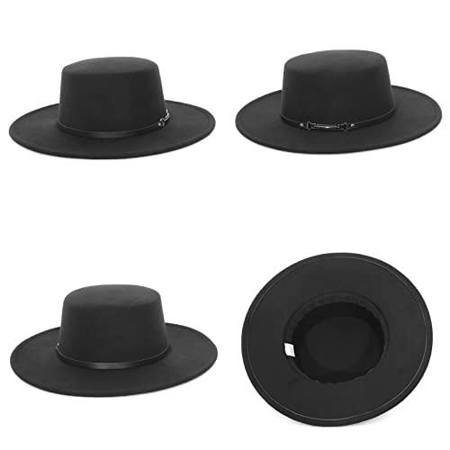 EOZY Classic Felt Fedora Hat for Men and Women Wide Brim Flat Top Casual Party Church Hat