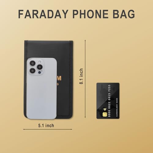 Faraday Bags for Phones 2-Pack Anti-Theft Tracking Fireproof Waterproof Protection Mobile Phones Credit Cards (2 Pack, 5