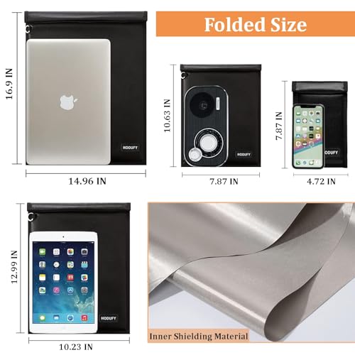 4 Pack Faraday Bags for Laptops & Tablets & Radio & Car Keys | Faraday Cage 4 Pack RFID Bag for Electronics Protection