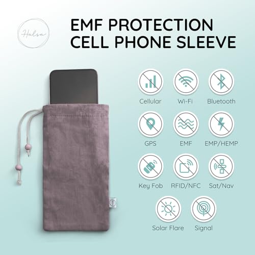 Halsa EMF Shield Sleeve Signal Blocking Anti-EMP Smartphone Protection Case Against Radiation, EMF, 5G, RFID - Grey - 4x