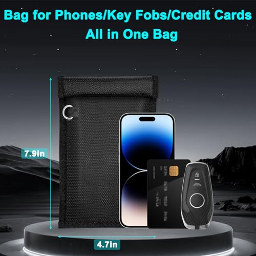 Faraday Bag Signal Blocking Phone Case (7.9 x |7 inches), Car Key/WiFi/RFID/GPS Signal Blocker (1 Pack) Black Signal B
