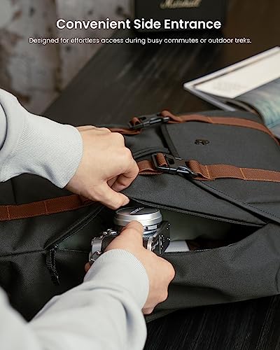 tomtoc Flap Laptop Backpack, Lightweight & Durable for Work & Study, Water-Resistant & Vintage Classic for Campus & Stre