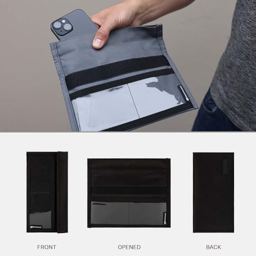 Silent Pocket SLNT Black Medium Weatherproof Signal Blocking Smartphone Faraday Bag for iPhone Samsung Galaxy (Privacy,