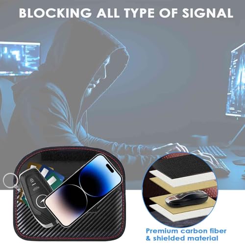 2 Pack Faraday Bags for Car Keys, 8.3x|3in Signal Blocking Pouch, Waterproof RFID Protector, Anti-Theft Security Cage Ca