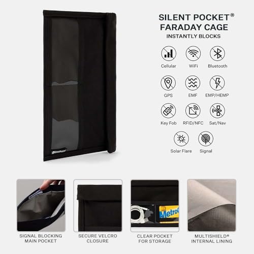 Silent Pocket Weatherproof Smartphone Faraday Bag - SLNT Signal Blocking Technology, Device Shielding for Tablets - Perf