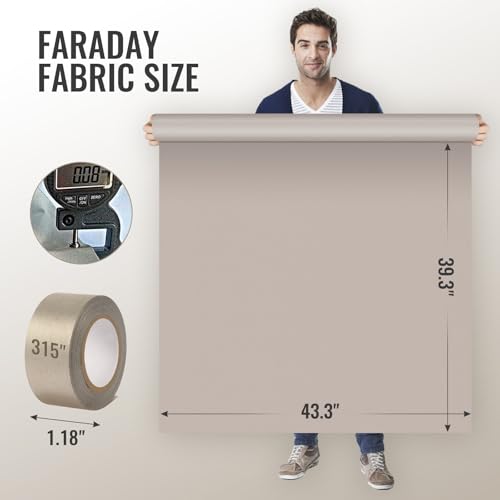 Faraday Fabric Blocking Cloth Shielding for WiFi, Cell, Bluetooth, RFID, EMP Protection 39.3" x 4|3" Military Grade Cond