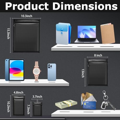 4 Pack Waterproof & Fireproof Faraday Bags for Phone Documents EMP RFID Blocking Pouch Car Keys Anti Theft | 4 Pack Far