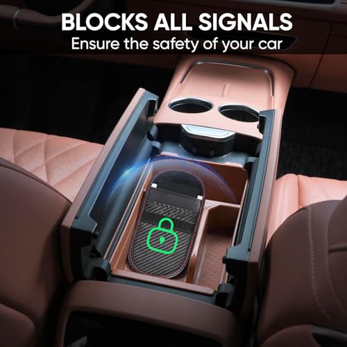 TICONN 2PK Faraday Bag for Key Fob Carbony Fiber, Car RFID Signal Blocking Anti-Theft Pouch Anti-Hacking Case Blocker (|