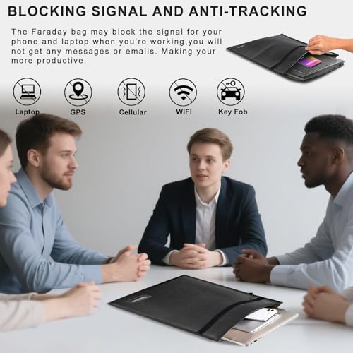 Faraday Bag Signal Isolation Bag for Phones Black 9.8"x11" Black Anti-Hacking Tracking Bag for Tablets Phones Key Fobs B