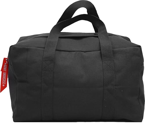 Tactical Parachute Cargo Bag Black SMALL Cotton Canvas Carry Bag 19" x 12" x 11" - Multi-Purpose Outdoor Gear for Outdoo