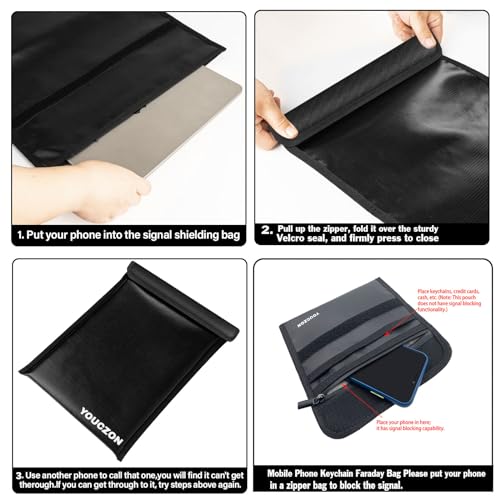 Faraday Bags Fire Water Resistant Block Signals 3 Pack Effective Against Hacking Tracking Suitable for Laptops Phones (3