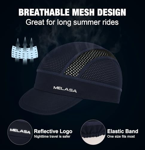 MELASA Cooling Skull Cap Helmet Liner with Sun Visor for Men and Women Running Cycling Sun Protection