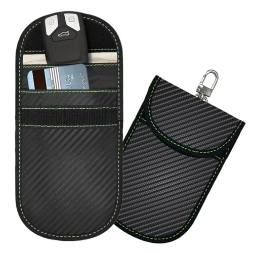 Faraday Bag for Key Blocker Bags 2-Pack - Anti-Theft RFID Shielding Pouch for Car Keys & Credit Cards (Dark Black) Far