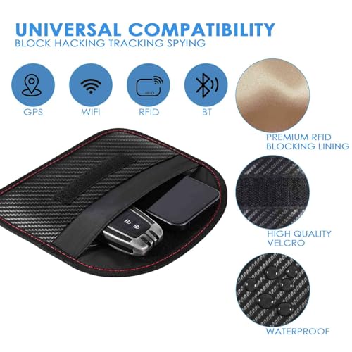 2 Pack Faraday Bags for Car Keys, 8.3x|3in Signal Blocking Pouch, Waterproof RFID Protector, Anti-Theft Security Cage Ca