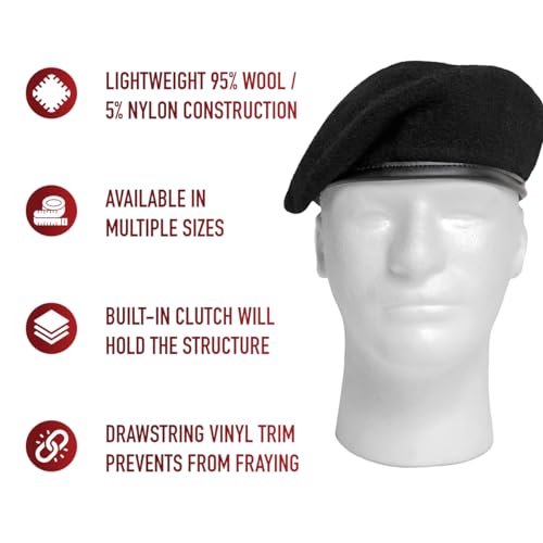 Rothco G.I. Style Wool Beret + Versatile Colors + Everyday Wear + Warmth and Style + One Size Fits Most + Trendy Headwea