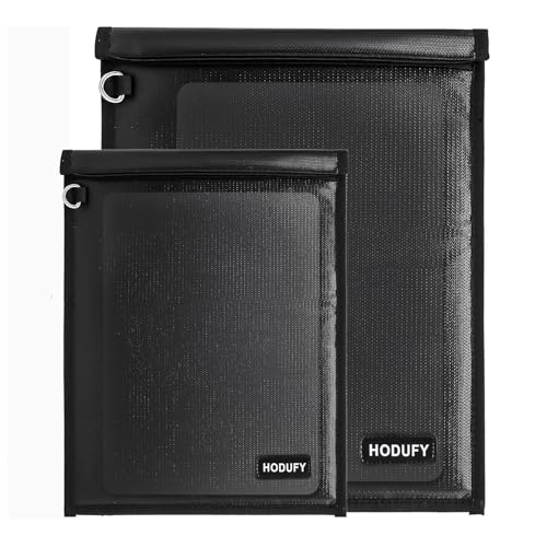 Faraday Bag for Laptops & Tablets, Fireproof & Waterproof Key Fob Signal Blocker - 2 Pack - Black Faraday Key Fob Protec