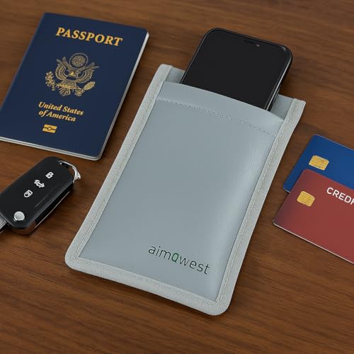 Faraday Bag for Phones – EMP & RFID Blocking, Fireproof & Waterproof, Military-Grade Protection (8"x5" Silver Gray) Fa