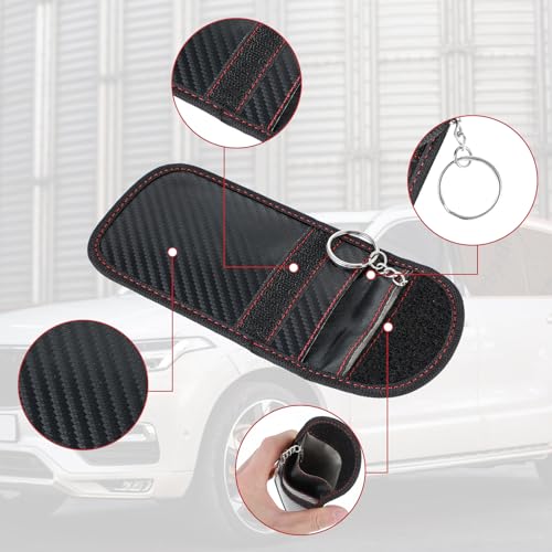 2 Pack RFID Signal Blocking Faraday Bags Key Fob Protectors, Car Anti-Theft Carbon Fiber Faraday Cage Protectors, Car Ow