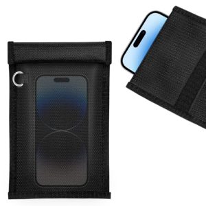 Faraday Bag Signal Blocking Phone Case (7.9 x |7 inches), Car Key/WiFi/RFID/GPS Signal Blocker (1 Pack) Black Signal B