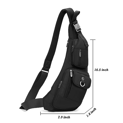 NICGID Black Sling Bag for Men and Women Casual Daypack | NICGID Chest Shoulder Backpack Crossbody Bags Black 014 | NIC