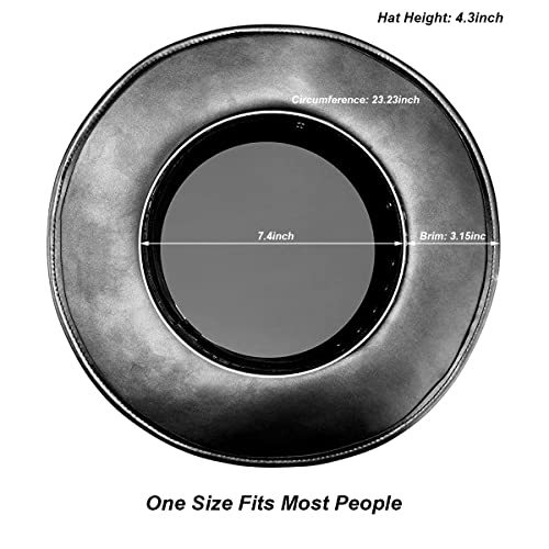 Azurtis Black Leather Plague Doctor Hat - Vintage Flat Top Steampunk Halloween Costume Top Hat for Adults