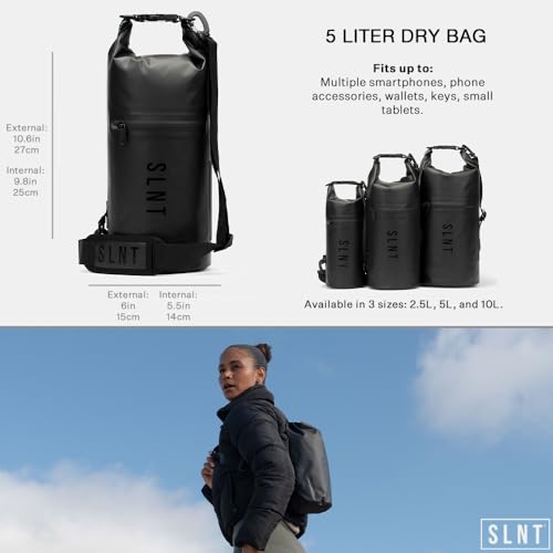 SLNT Waterproof Faraday Dry Bag - 5 Liter - Protects Electronics from Water, Spying, Hacking - Blocks RFID, WiFi, Blueto
