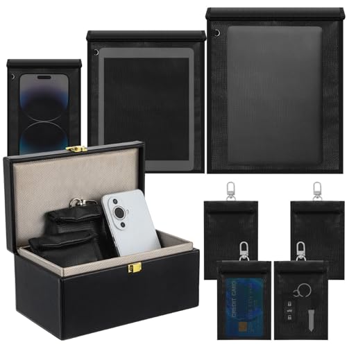 8 Pack Faraday Cages for Car Keys, Laptops, Tablets, Phones: Fireproof and Waterproof Faraday Key Protector Large Farada