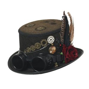 COSDREAMER Steampunk Top Hats for Men & Women Halloween Victorian Veil Feather Hat