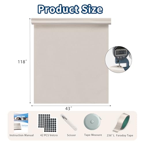 Faraday Fabric 43"×118" Military Grade Conductive Material DIY Faraday Cage for Cell, WiFi Protection Faraday Fabric 43"