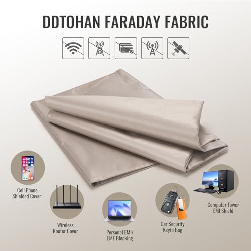 Faraday Fabric Blocking Cloth Shielding for WiFi, Cell, Bluetooth, RFID, EMP Protection 39.3" x 4|3" Military Grade Cond