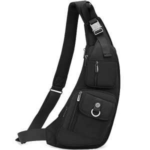 NICGID Black Sling Bag for Men and Women Casual Daypack | NICGID Chest Shoulder Backpack Crossbody Bags Black 014 | NIC