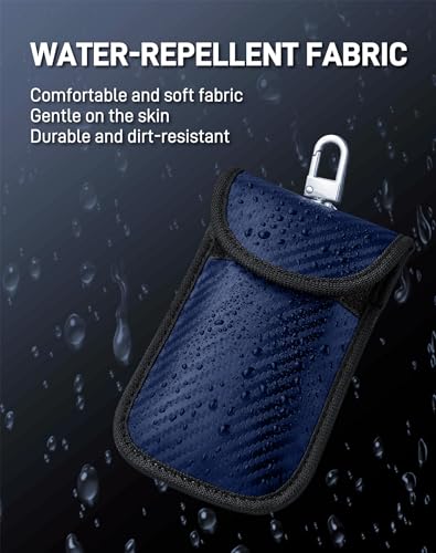 Upgraded Faraday Bag for Key Fob (2 Pack) - Car RFID Signal Blocking, Car Security Protection, Anti-Theft Pouch Blue P