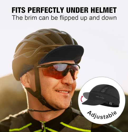 MELASA Cooling Skull Cap Helmet Liner with Sun Visor for Men and Women Running Cycling Sun Protection