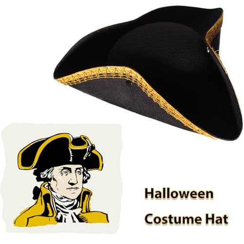 CiviLight Colonial Tricorn Hat for Men during Masquerade Party and Halloween | CiviLight Colonial Tricorn Hat as Captai