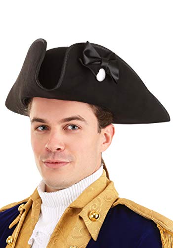 Elope Adult George Washing Costume Hat - Polyester Tricorn with Fastener, Satin Bow, Adjustable Size, One Size Fits Most