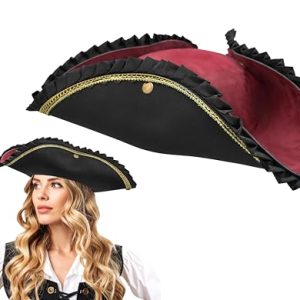 Nicky Bigs Novelties Adult Deluxe Black Tricorn Pirate Hat for Costumes and Accessories | Nicky Bigs Novelties Adult Bl