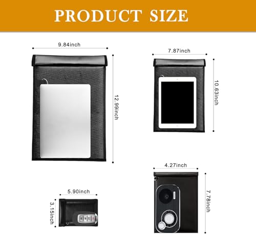 Faraday Bags 4 Pack EMP Proof Cage for Phones Tablets & Car Keys Faraday Bags 4 Pack RFID Signal Blocker Bag for Anti-