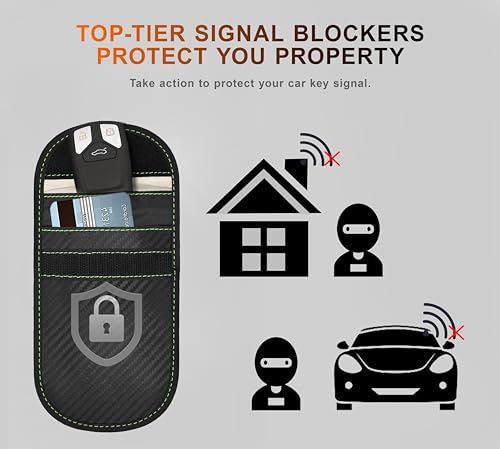 Faraday Bag for Key Blocker Bags 2-Pack - Anti-Theft RFID Shielding Pouch for Car Keys & Credit Cards (Dark Black) Far