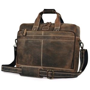 Leather Village 16" Leather Laptop Messenger Briefcase Bag for Men-Rustic Brown Leather Village 16" Leather Satchel for