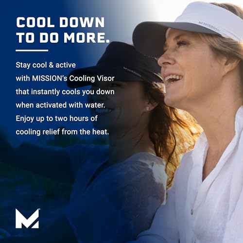 Mission Cooling Stretchy Visor - Unisex Visor Hat for Men and Women, No Slip Band, UPF 50 Sun Protection Visor Mission C